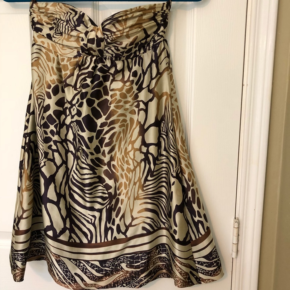 Animal print strapless dress